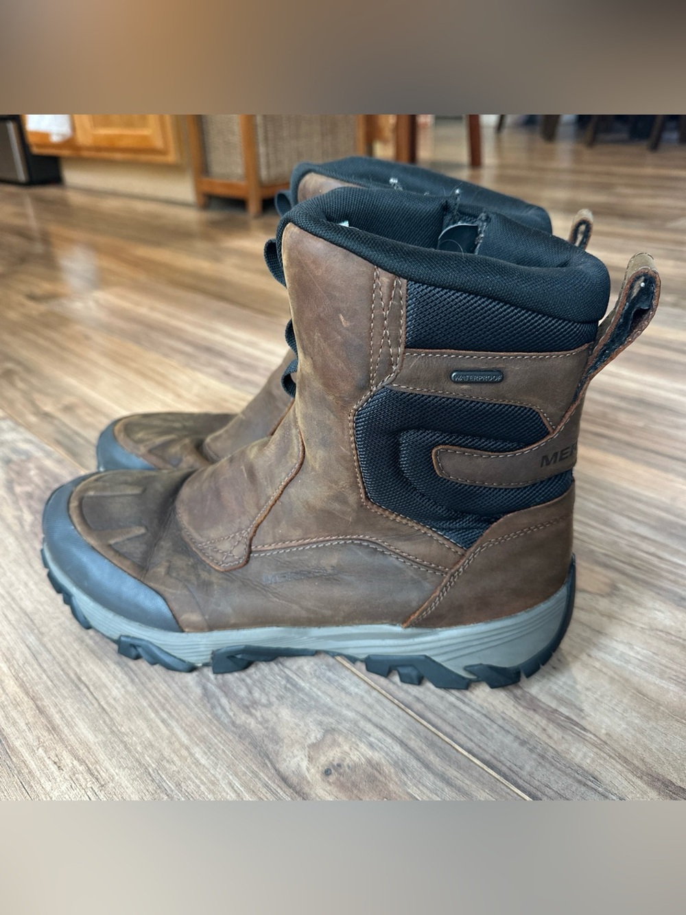 Merrell Coldpack Ice+ 8" Zip Polar Boots Mens 13 Brown Waterproof Vibram J92027